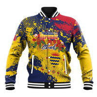 Personalized Chad Republic Day Baseball Jacket Coat Of Arms - Grunge Style - Wonder Print Shop