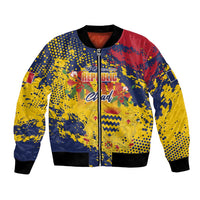 Personalized Chad Republic Day Bomber Jacket Coat Of Arms - Grunge Style - Wonder Print Shop