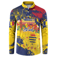 Personalized Chad Republic Day Button Sweatshirt Coat Of Arms - Grunge Style - Wonder Print Shop