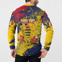 Personalized Chad Republic Day Button Sweatshirt Coat Of Arms - Grunge Style - Wonder Print Shop