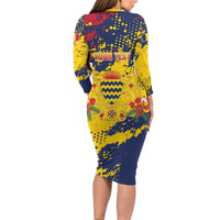 Personalized Chad Republic Day Family Matching Long Sleeve Bodycon Dress and Hawaiian Shirt Coat Of Arms - Grunge Style - Wonder Print Shop