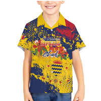 Personalized Chad Republic Day Family Matching Mermaid Dress and Hawaiian Shirt Coat Of Arms - Grunge Style - Wonder Print Shop