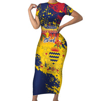 Personalized Chad Republic Day Family Matching Short Sleeve Bodycon Dress and Hawaiian Shirt Coat Of Arms - Grunge Style - Wonder Print Shop