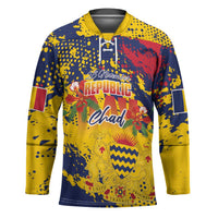 Personalized Chad Republic Day Hockey Jersey Coat Of Arms - Grunge Style - Wonder Print Shop