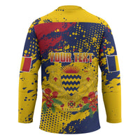 Personalized Chad Republic Day Hockey Jersey Coat Of Arms - Grunge Style - Wonder Print Shop
