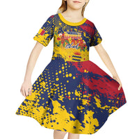 Personalized Chad Republic Day Kid Short Sleeve Dress Coat Of Arms - Grunge Style - Wonder Print Shop