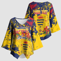 Personalized Chad Republic Day Kimono Sleeve Blouse Coat Of Arms - Grunge Style - Wonder Print Shop