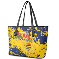 Chad Republic Day Leather Tote Bag Coat Of Arms - Grunge Style - Wonder Print Shop