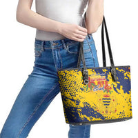 Chad Republic Day Leather Tote Bag Coat Of Arms - Grunge Style - Wonder Print Shop