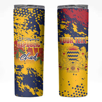 Personalized Chad Republic Day Skinny Tumbler Coat Of Arms - Grunge Style - Wonder Print Shop