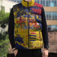 Personalized Chad Republic Day Sleeveless Puffer Jacket Coat Of Arms - Grunge Style - Wonder Print Shop