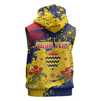 Personalized Chad Republic Day Sleeveless Zip Hoodie Coat Of Arms - Grunge Style - Wonder Print Shop