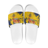 Chad Republic Day Slide Sandals Coat Of Arms - Grunge Style - Wonder Print Shop