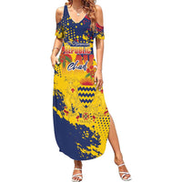 Personalized Chad Republic Day Summer Maxi Dress Coat Of Arms - Grunge Style - Wonder Print Shop
