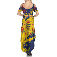 Personalized Chad Republic Day Summer Maxi Dress Coat Of Arms - Grunge Style - Wonder Print Shop