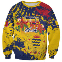 Personalized Chad Republic Day Sweatshirt Coat Of Arms - Grunge Style - Wonder Print Shop