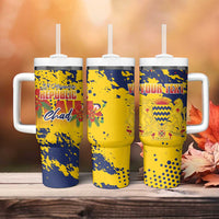 Personalized Chad Republic Day Tumbler With Handle Coat Of Arms - Grunge Style - Wonder Print Shop