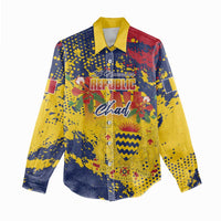 Personalized Chad Republic Day Women Casual Shirt Coat Of Arms - Grunge Style - Wonder Print Shop