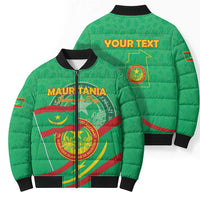 Personalized Mauritania Independence Day Bomber Puffer Jacket Coat Of Arms With Map - Wonder Print Shop