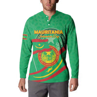 Personalized Mauritania Independence Day Button Sweatshirt Coat Of Arms With Map - Wonder Print Shop