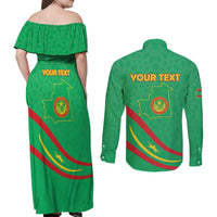 Personalized Mauritania Independence Day Couples Matching Off Shoulder Maxi Dress and Long Sleeve Button Shirt Coat Of Arms With Map - Wonder Print Shop