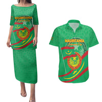 Personalized Mauritania Independence Day Couples Matching Puletasi and Hawaiian Shirt Coat Of Arms With Map - Wonder Print Shop