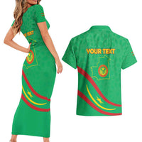 Personalized Mauritania Independence Day Couples Matching Short Sleeve Bodycon Dress and Hawaiian Shirt Coat Of Arms With Map - Wonder Print Shop