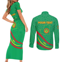Personalized Mauritania Independence Day Couples Matching Short Sleeve Bodycon Dress and Long Sleeve Button Shirt Coat Of Arms With Map - Wonder Print Shop