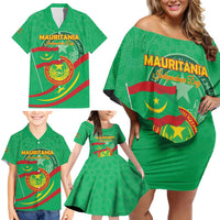 Personalized Mauritania Independence Day Family Matching Off Shoulder Short Dress and Hawaiian Shirt Coat Of Arms With Map - Wonder Print Shop