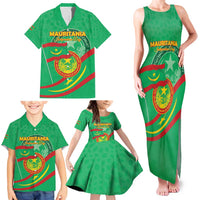 Personalized Mauritania Independence Day Family Matching Tank Maxi Dress and Hawaiian Shirt Coat Of Arms With Map - Wonder Print Shop