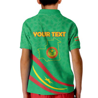 Personalized Mauritania Independence Day Kid Polo Shirt Coat Of Arms With Map - Wonder Print Shop