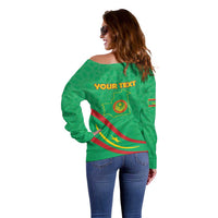 Personalized Mauritania Independence Day Off Shoulder Sweater Coat Of Arms With Map - Wonder Print Shop