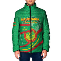 Personalized Mauritania Independence Day Padded Jacket Coat Of Arms With Map - Wonder Print Shop