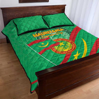 Mauritania Independence Day Quilt Bed Set Coat Of Arms With Map - Wonder Print Shop