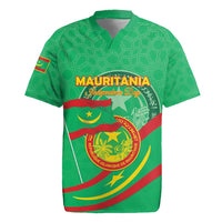 Personalized Mauritania Independence Day Rugby Jersey Coat Of Arms With Map - Wonder Print Shop