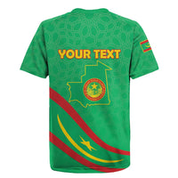 Personalized Mauritania Independence Day Rugby Jersey Coat Of Arms With Map - Wonder Print Shop