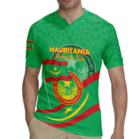 Personalized Mauritania Independence Day Rugby Jersey Coat Of Arms With Map - Wonder Print Shop