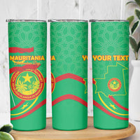 Personalized Mauritania Independence Day Skinny Tumbler Coat Of Arms With Map - Wonder Print Shop
