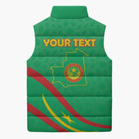 Personalized Mauritania Independence Day Sleeveless Puffer Jacket Coat Of Arms With Map - Wonder Print Shop