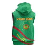 Personalized Mauritania Independence Day Sleeveless Zip Hoodie Coat Of Arms With Map - Wonder Print Shop