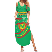 Personalized Mauritania Independence Day Summer Maxi Dress Coat Of Arms With Map - Wonder Print Shop