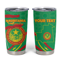 Personalized Mauritania Independence Day Tumbler Cup Coat Of Arms With Map - Wonder Print Shop