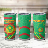 Personalized Mauritania Independence Day Tumbler Cup Coat Of Arms With Map - Wonder Print Shop