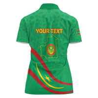 Personalized Mauritania Independence Day Women Polo Shirt Coat Of Arms With Map - Wonder Print Shop