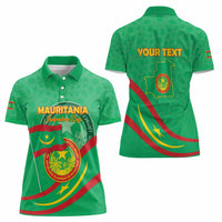 Personalized Mauritania Independence Day Women Polo Shirt Coat Of Arms With Map - Wonder Print Shop