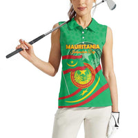 Personalized Mauritania Independence Day Women Sleeveless Polo Shirt Coat Of Arms With Map - Wonder Print Shop