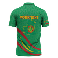 Personalized Mauritania Independence Day Zipper Polo Shirt Coat Of Arms With Map - Wonder Print Shop