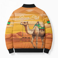 Personalized Mauritania Sahara Bomber Puffer Jacket Camel With Map - Wonder Print Shop