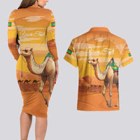 Personalized Mauritania Sahara Couples Matching Long Sleeve Bodycon Dress and Hawaiian Shirt Camel With Map - Wonder Print Shop