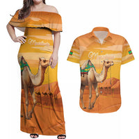 Personalized Mauritania Sahara Couples Matching Off Shoulder Maxi Dress and Hawaiian Shirt Camel With Map - Wonder Print Shop